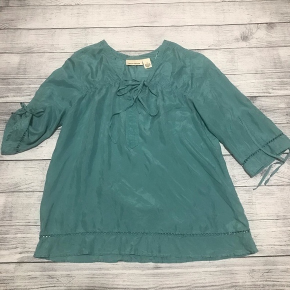 DKNY JEANS Silk Teal 3/4 Sleeve Adjustable…